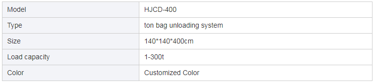 Container bag discharge Specifications