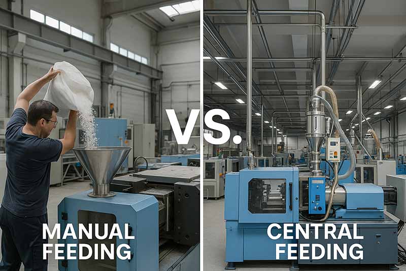 Manual material loading compared to a central feeding system