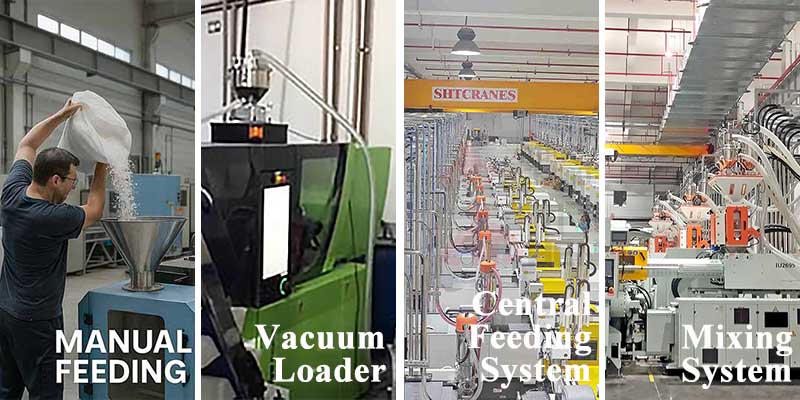 Comparison of material conveying methods in plastic production
